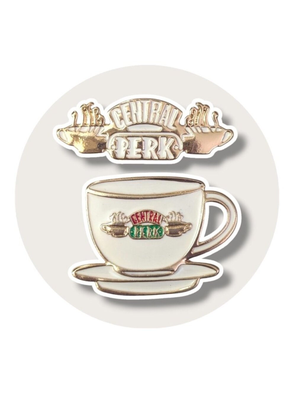 Friends Enamel Pins: Central Perk Logo and Mug